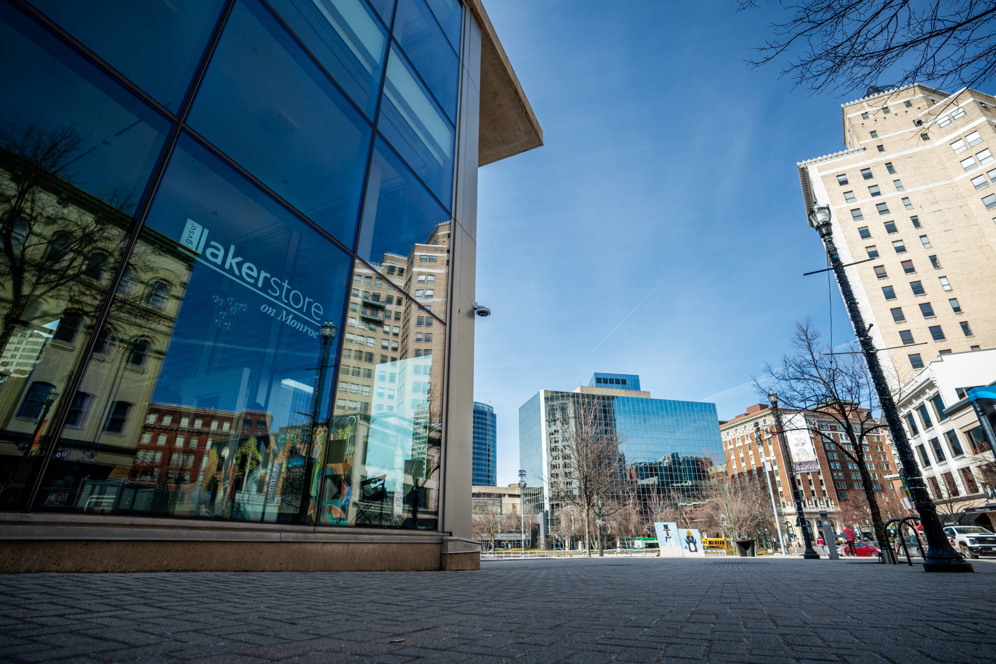 Exterior window of the Laker Store on Monroe